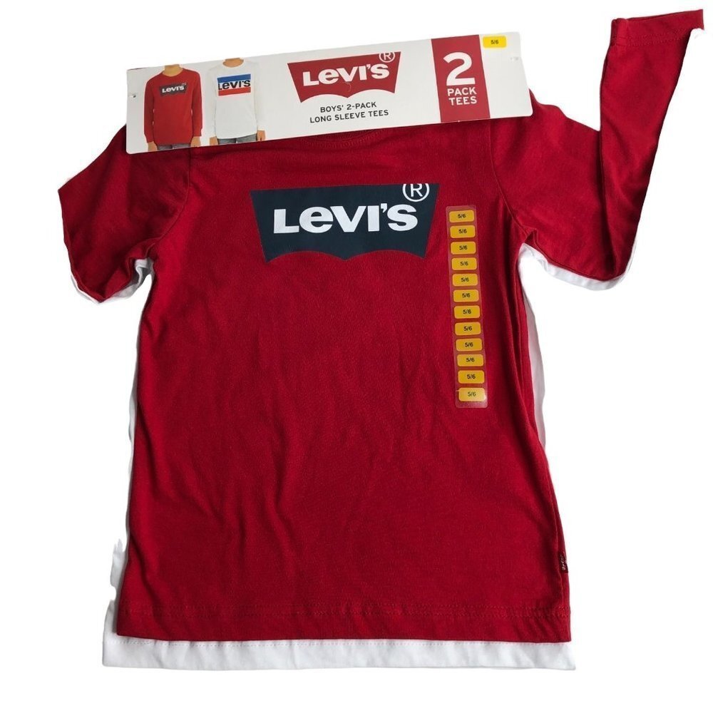 LEVIS BOYS 2 PACK LONG SLEEVE TEES  SIZE 5/6  ‎ NEW WITH TAG